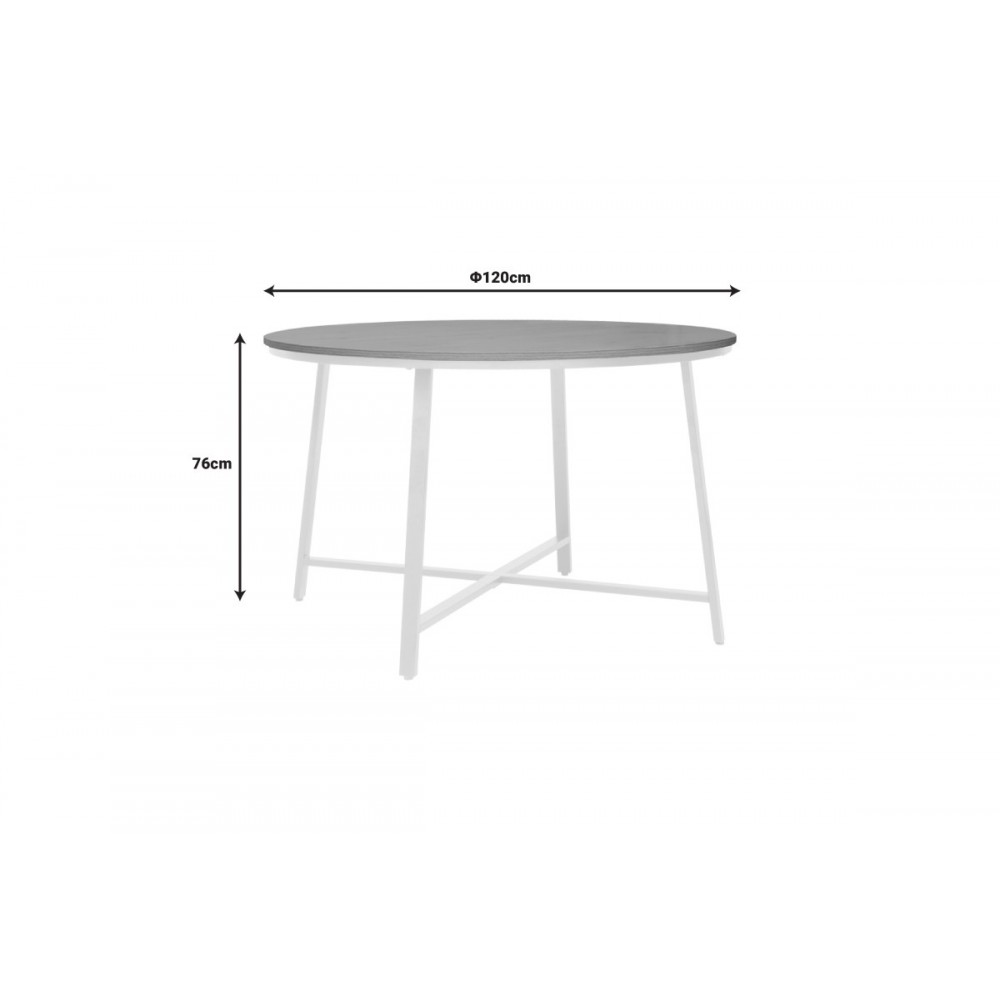 Τραπέζι "GIANNO" από μέταλλο σε φυσικό/λευκό χρώμα Φ120x76