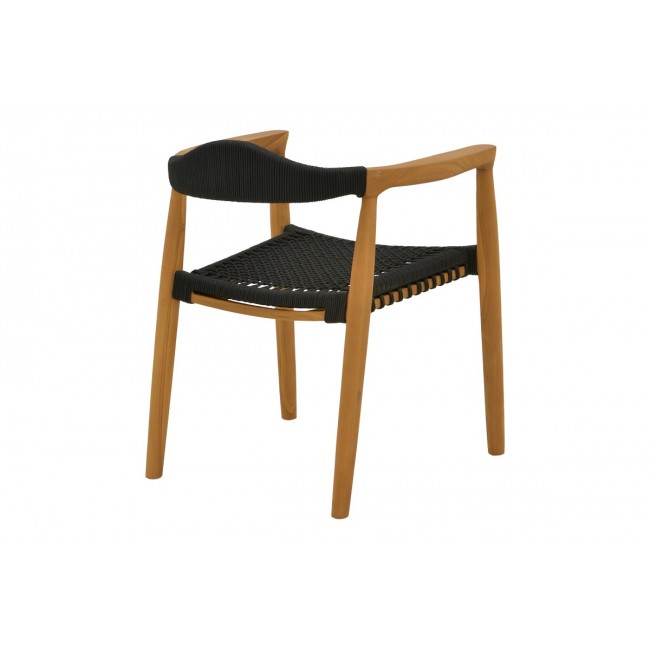 Πολυθρόνα "GANNY" από ξύλο/σχοινί σε φυσικό/μαύρο χρώμα 59x56x71