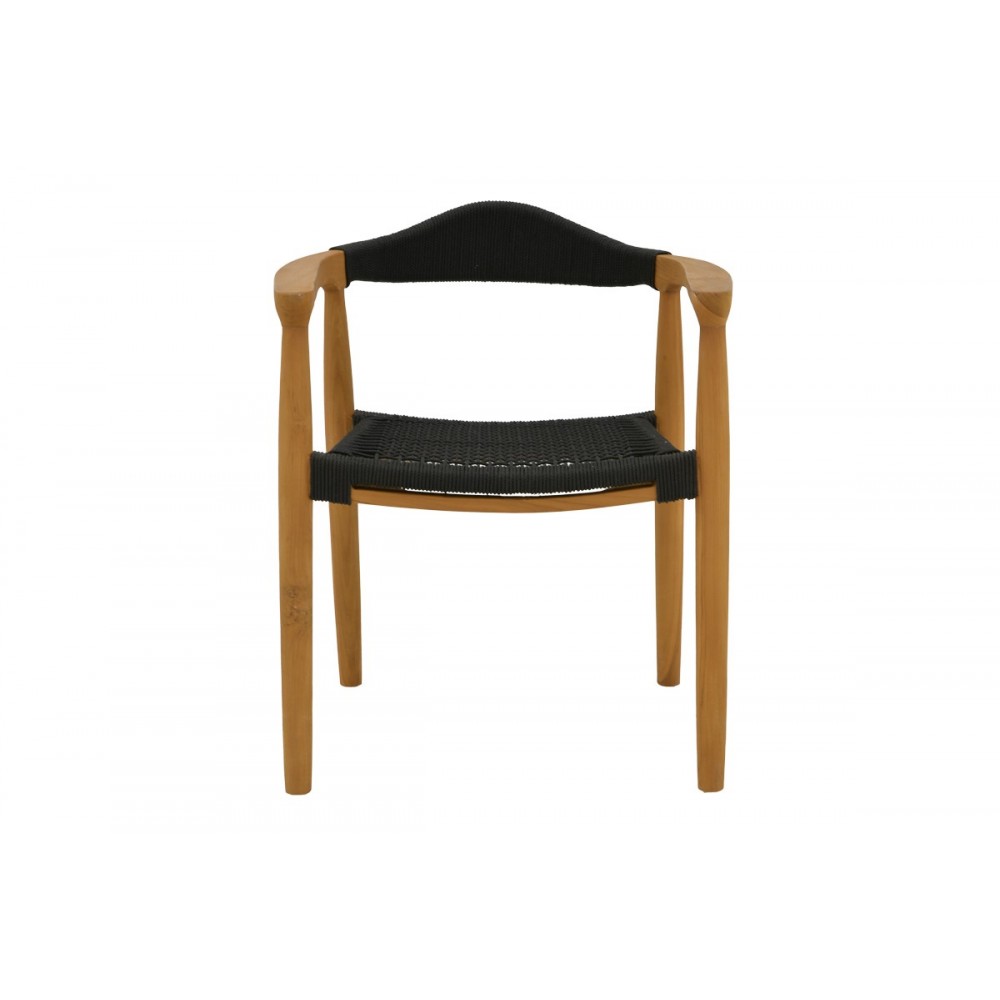 Πολυθρόνα "GANNY" από ξύλο/σχοινί σε φυσικό/μαύρο χρώμα 59x56x71