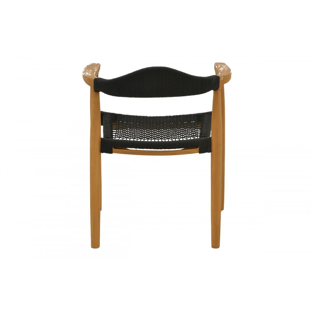 Πολυθρόνα "GANNY" από ξύλο/σχοινί σε φυσικό/μαύρο χρώμα 59x56x71