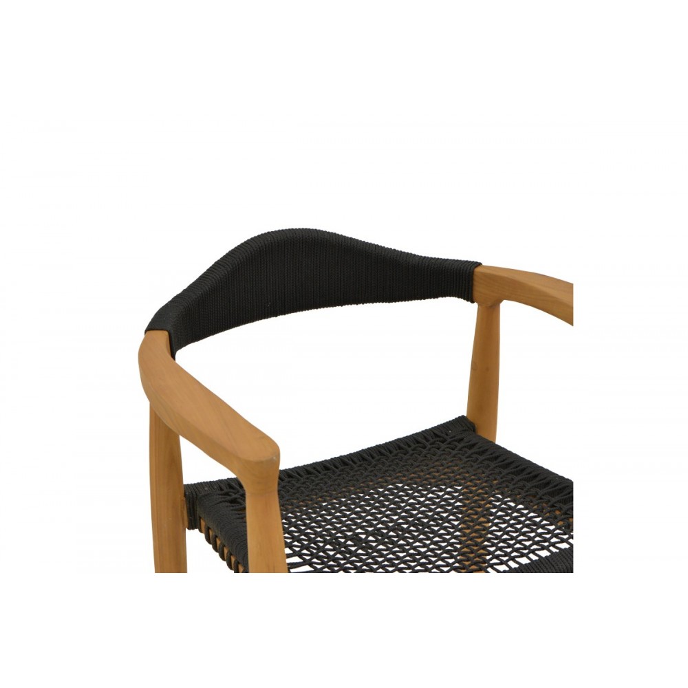 Πολυθρόνα "GANNY" από ξύλο/σχοινί σε φυσικό/μαύρο χρώμα 59x56x71