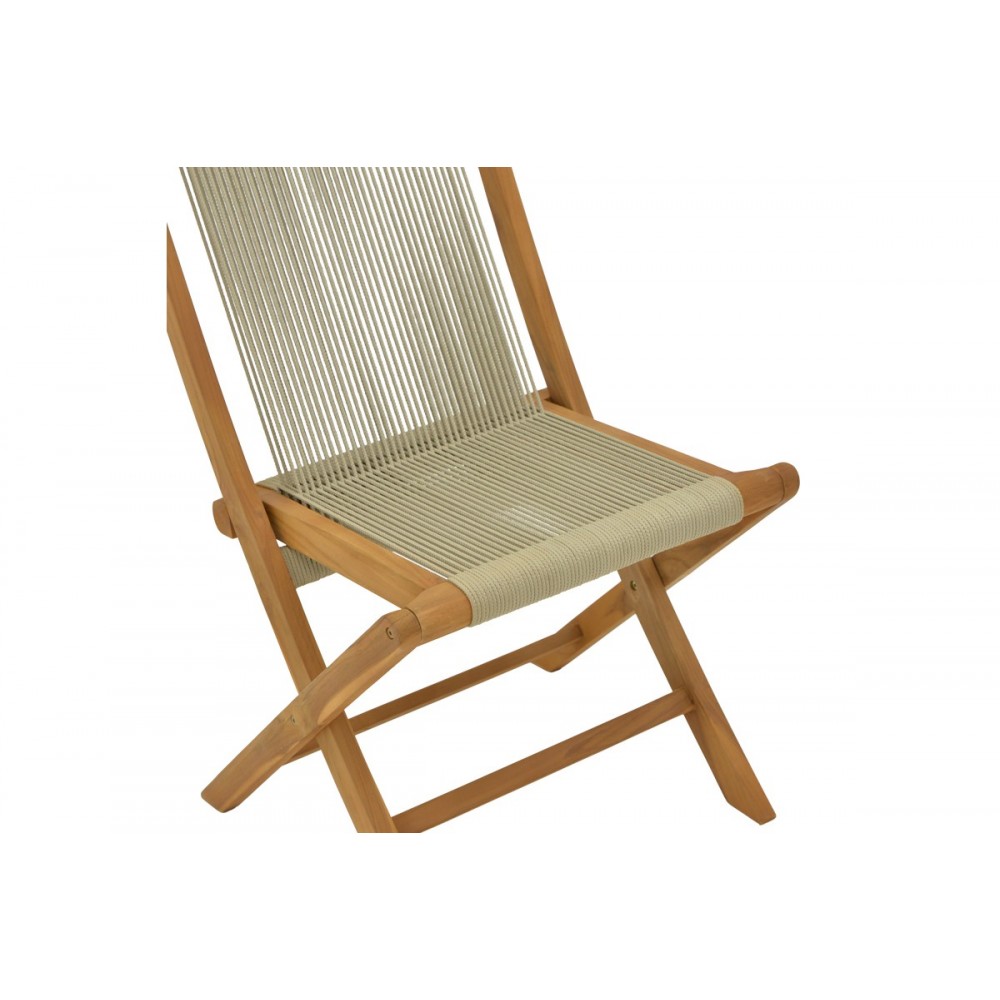 Καρέκλα "BANOU" πτυσσόμενη από ξύλο/σχοινί σε φυσικό χρώμα 51.5x58x88