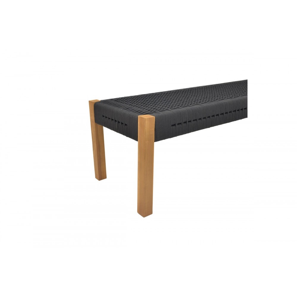 Παγκάκι "UMA" από ξύλο/σχοινί σε φυσικό/μαύρο χρώμα 120x45x40