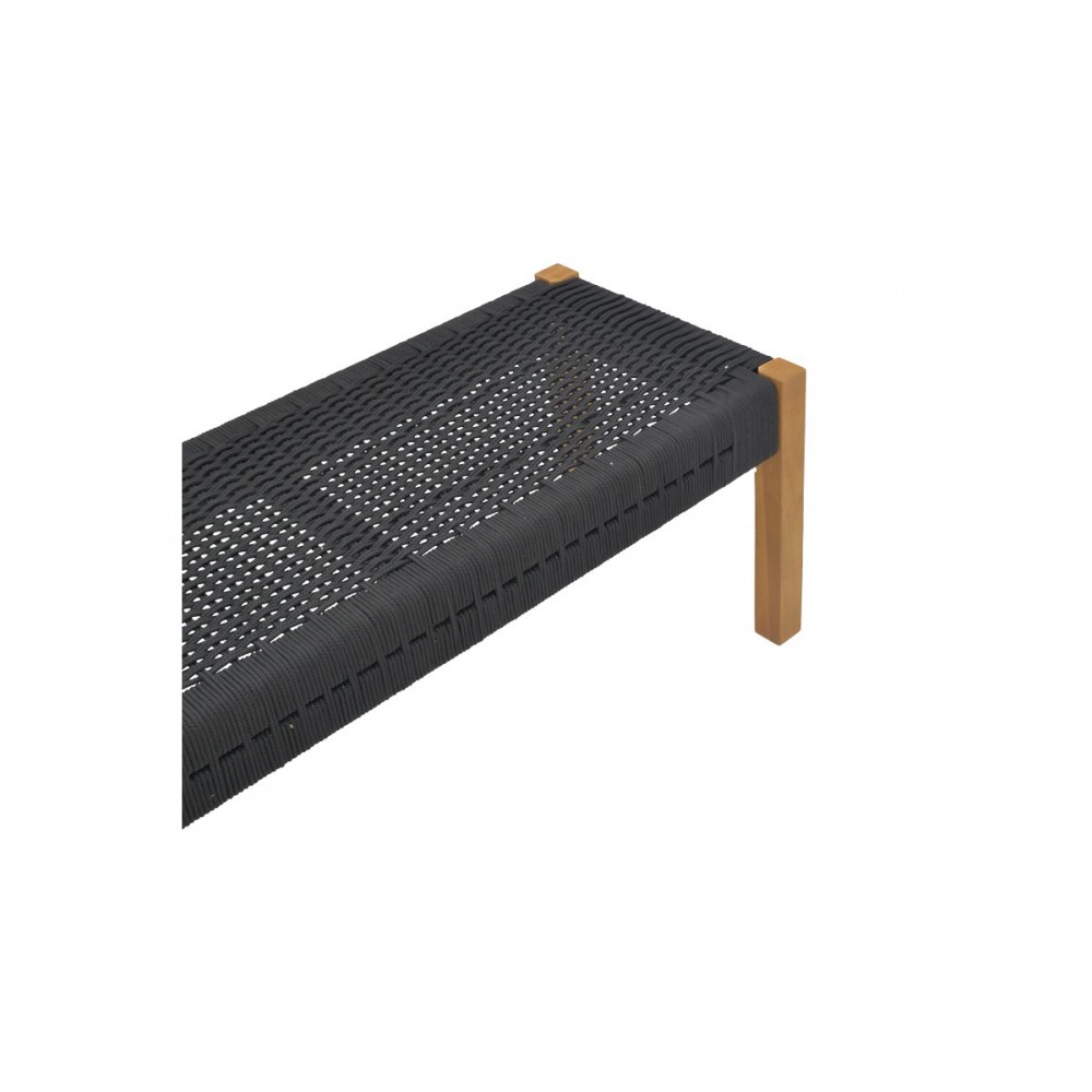 Παγκάκι "UMA" από ξύλο/σχοινί σε φυσικό/μαύρο χρώμα 150x45x40