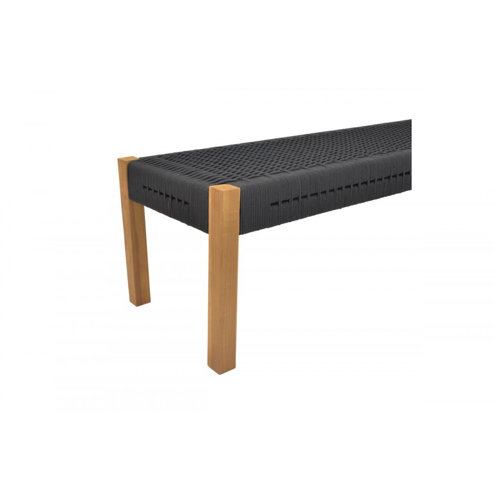 Παγκάκι "UMA" από ξύλο/σχοινί σε φυσικό/μαύρο χρώμα 150x45x40