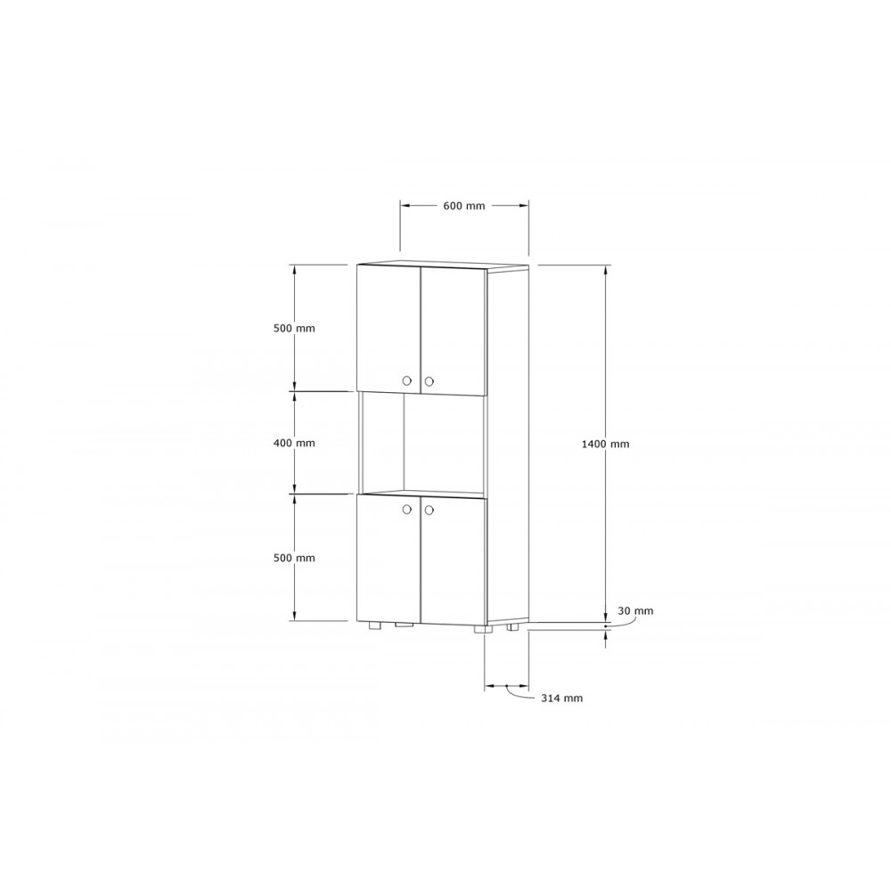 Ντουλάπα κουζίνας "GUZEL" σε καρυδί χρώμα 60x31.4x140