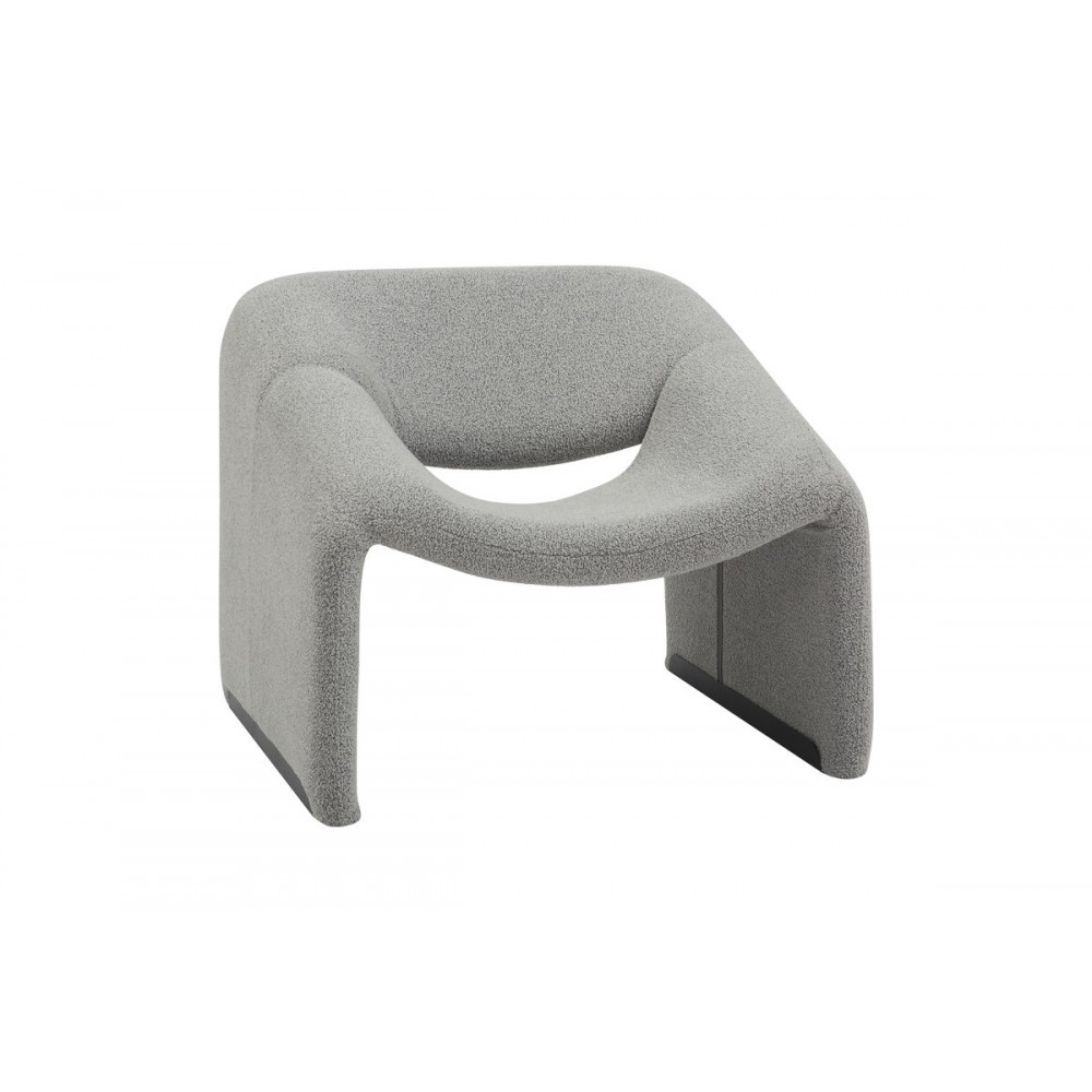 Πολυθρόνα "CLOUS" από μπουκλέ ύφασμα σε γκρι χρώμα 86x77x73.5