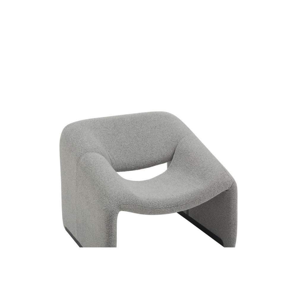 Πολυθρόνα "CLOUS" από μπουκλέ ύφασμα σε γκρι χρώμα 86x77x73.5