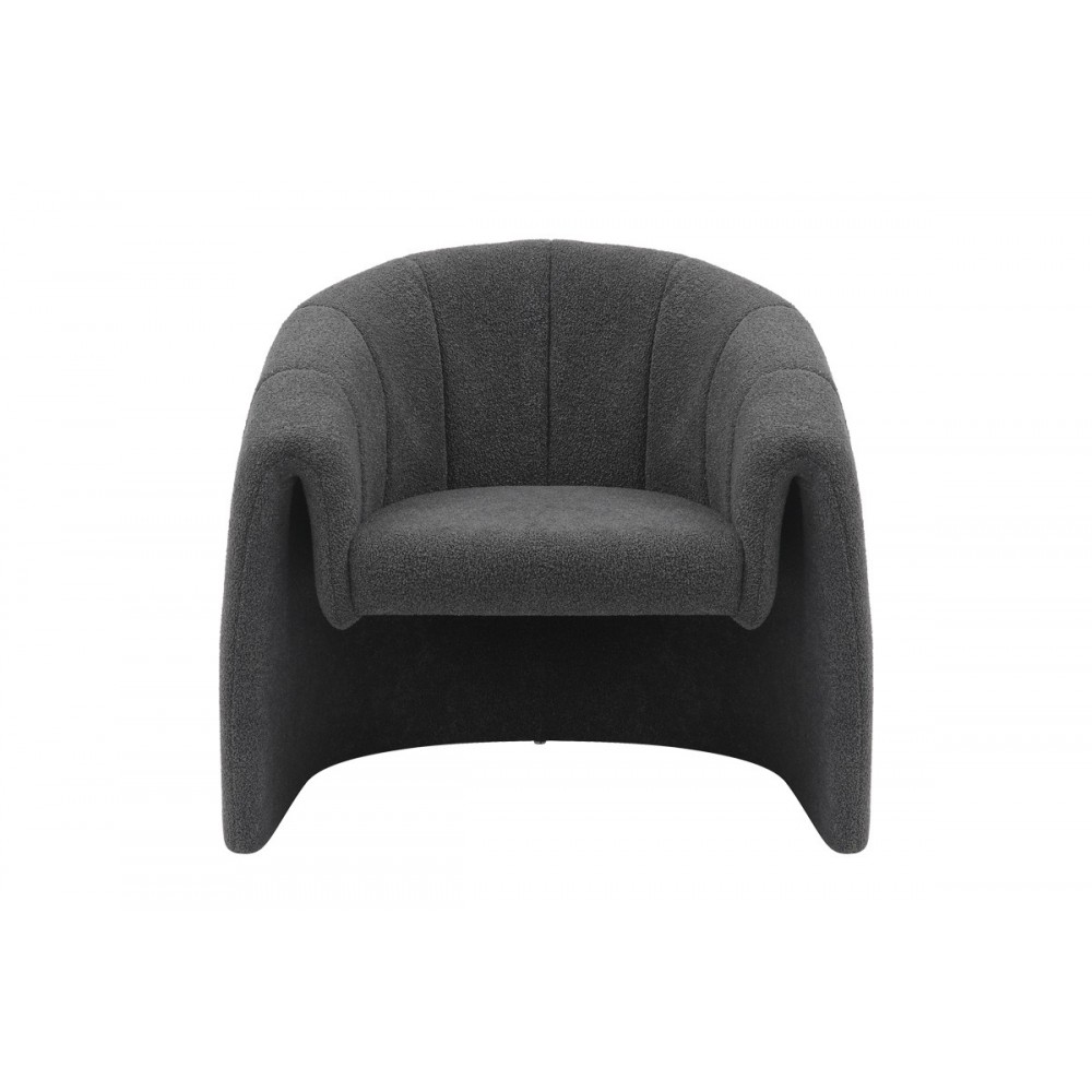 Πολυθρόνα "FASSY" από μπουκλέ ύφασμα σε ανθρακί χρώμα 80x66x80