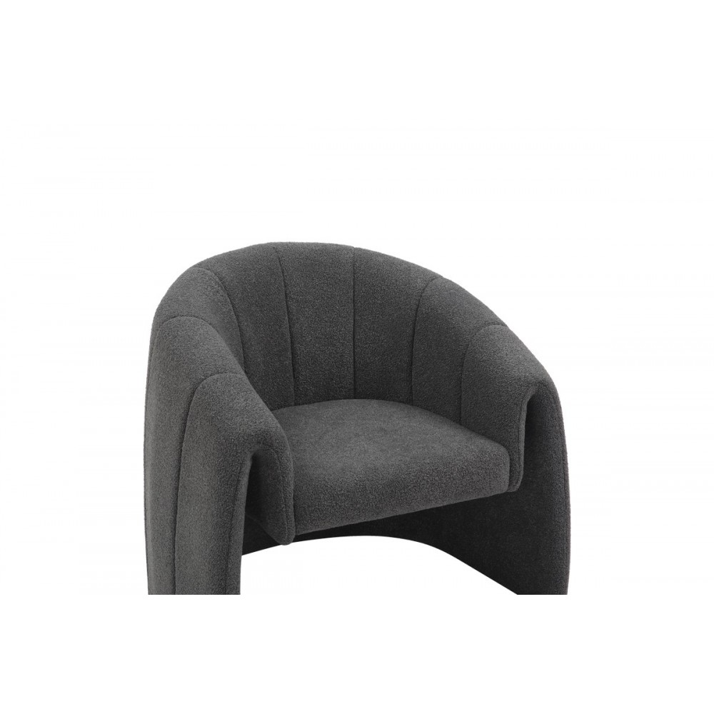 Πολυθρόνα "FASSY" από μπουκλέ ύφασμα σε ανθρακί χρώμα 80x66x80