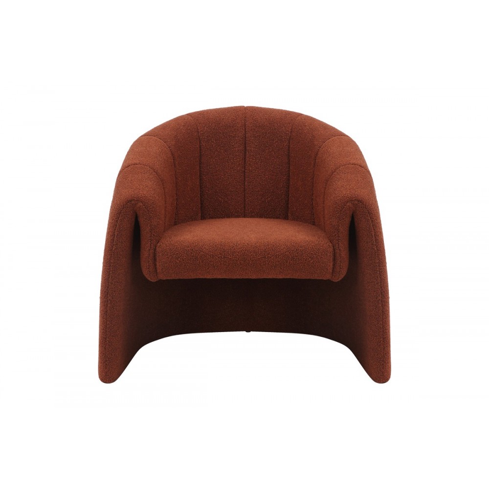Πολυθρόνα "FASSY" από μπουκλέ ύφασμα σε κεραμιδί χρώμα 80x66x80