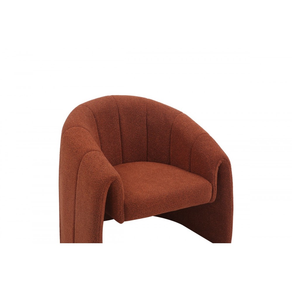 Πολυθρόνα "FASSY" από μπουκλέ ύφασμα σε κεραμιδί χρώμα 80x66x80