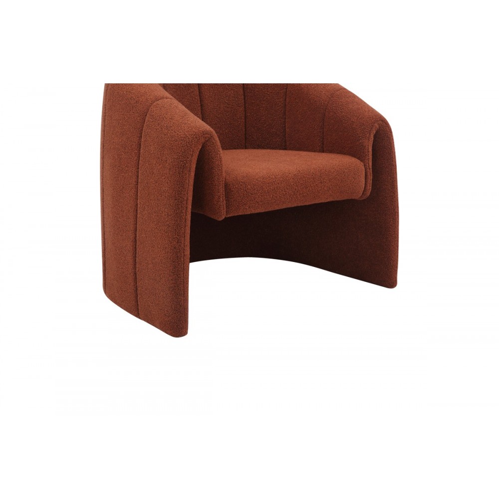 Πολυθρόνα "FASSY" από μπουκλέ ύφασμα σε κεραμιδί χρώμα 80x66x80