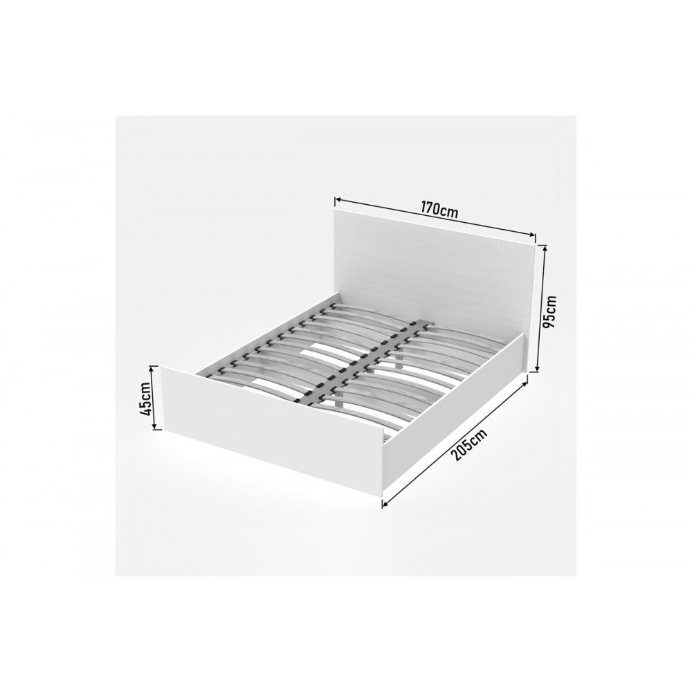 Κρεβάτι διπλό "TOSCANA" σε λευκό χρώμα 170x205.2x95