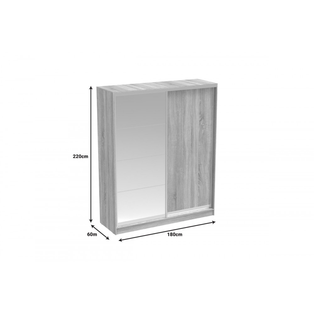 Ντουλάπα δίφυλλη συρόμενη "APARADOR" σε λευκό χρώμα 180x60x220