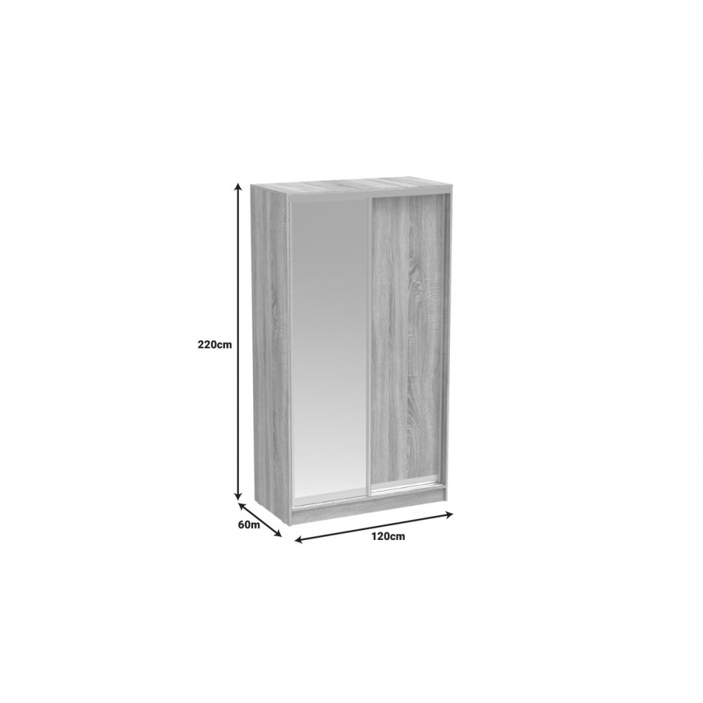 Ντουλάπα δίφυλλη συρόμενη "KORREDOR" σε λευκό χρώμα 120x60x220