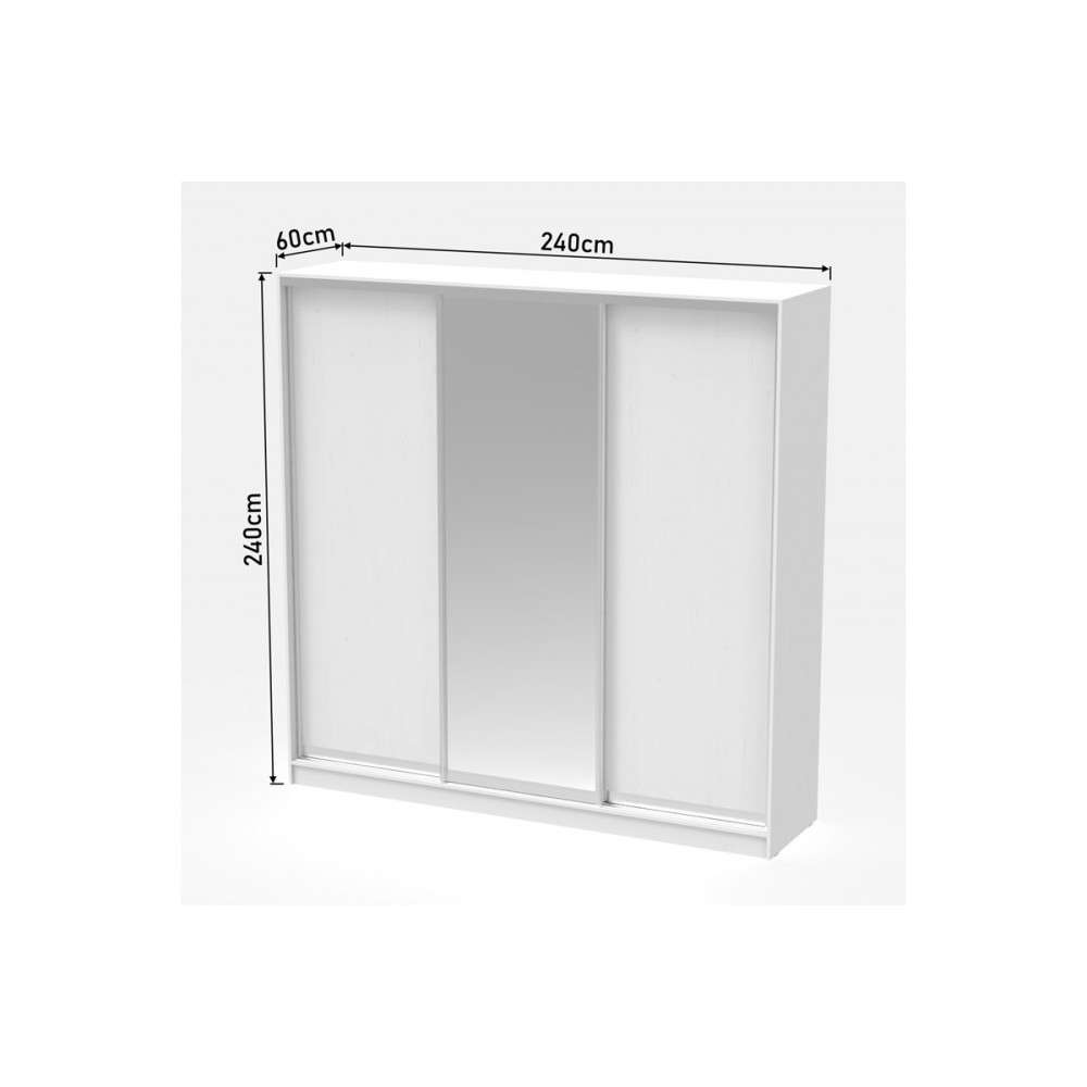 Ντουλάπα τριφυλλη συρόμενη "APARADOR I" σε λευκό χρώμα 240x60x240