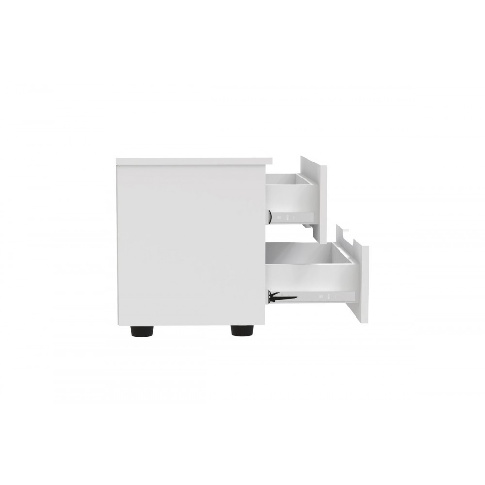 Κομοδίνο "AFINA" από mdf σε λευκό gloss χρώμα 50x35x41