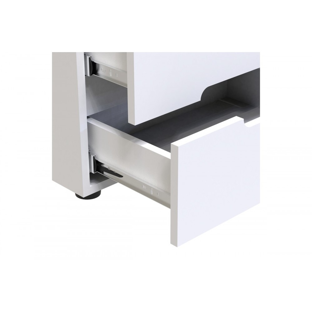 Κομοδίνο "AFINA" από mdf σε λευκό gloss χρώμα 50x35x41