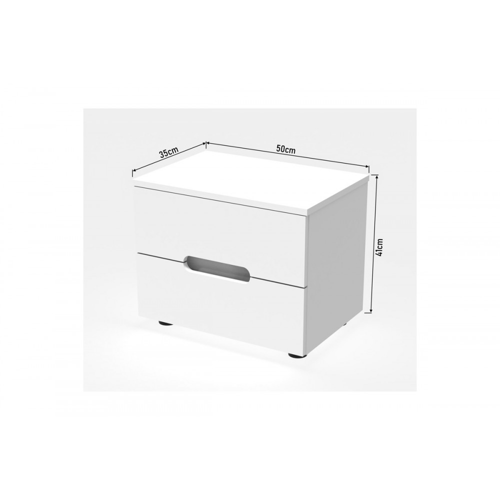Κομοδίνο "AFINA" από mdf σε λευκό gloss χρώμα 50x35x41