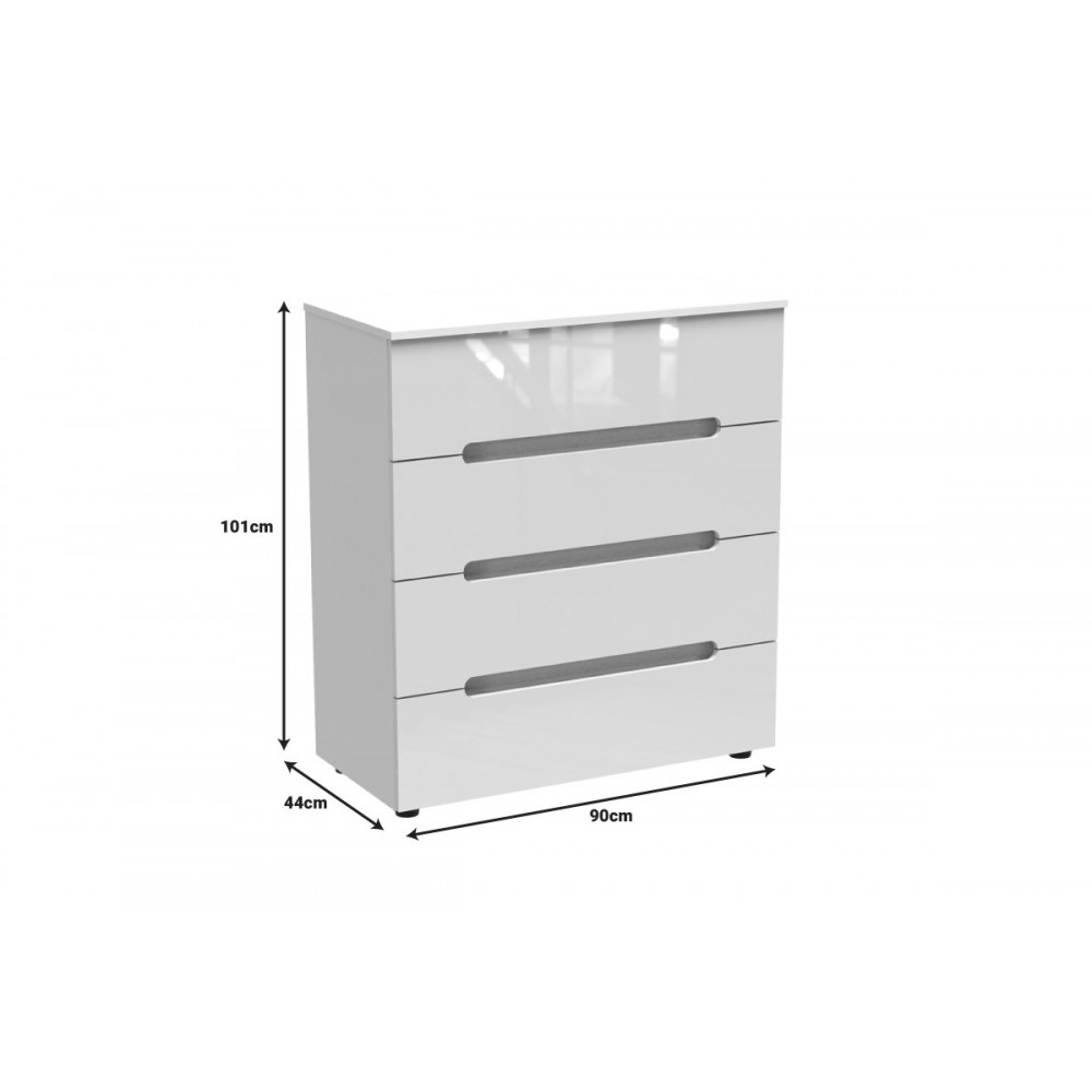 Συρταριέρα "AFINA" από mdf σε λευκό gloss χρώμα 90x44x101