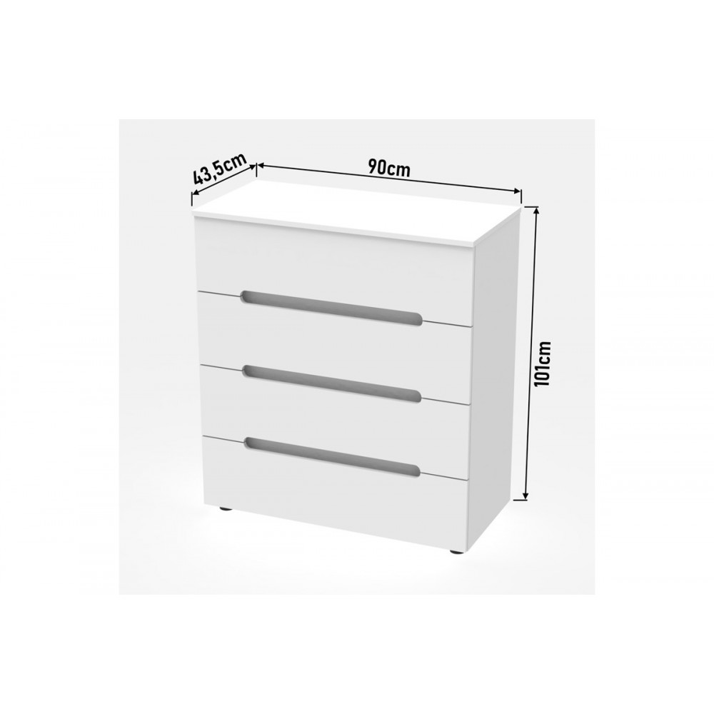 Συρταριέρα "AFINA" από mdf σε λευκό gloss χρώμα 90x44x101