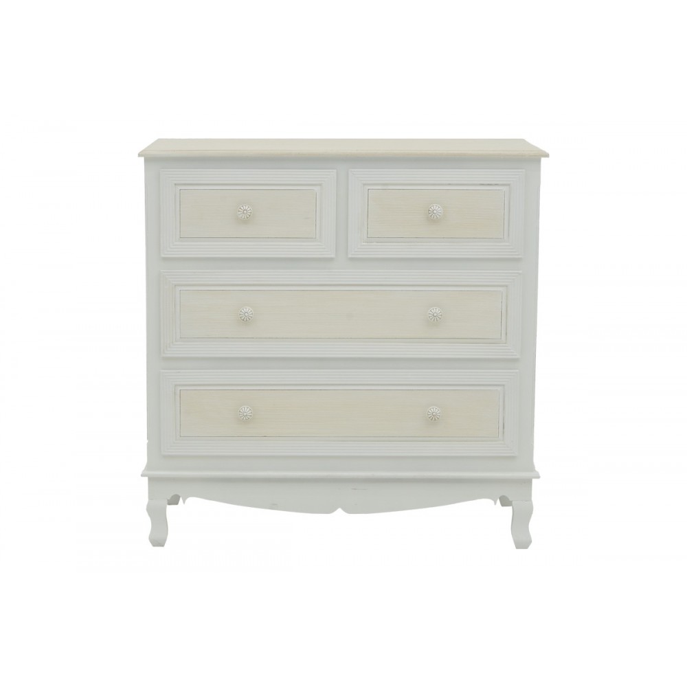 Συρταριέρα "JOLIENE" από mdf σε φυσικό/λευκό χρώμα 80x40x80