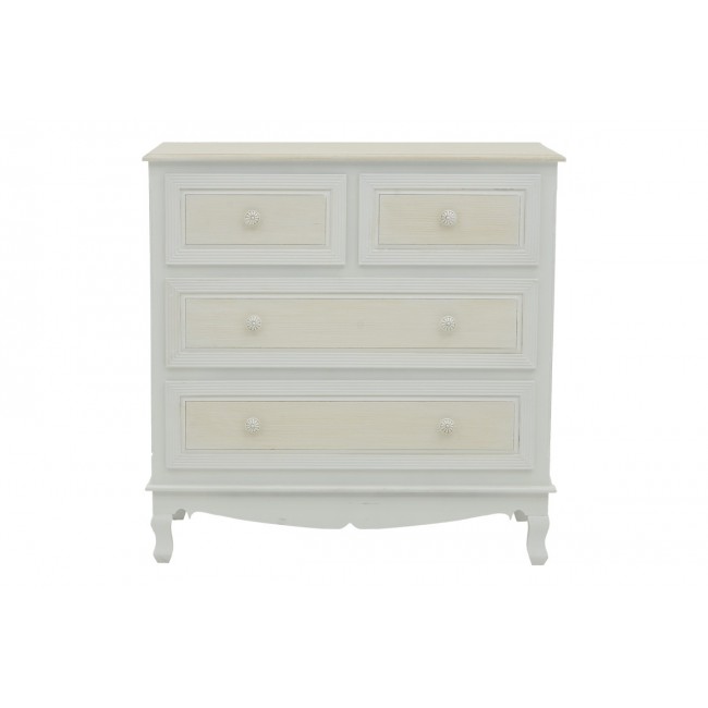 Συρταριέρα "JOLIENE" από mdf σε φυσικό/λευκό χρώμα 80x40x80