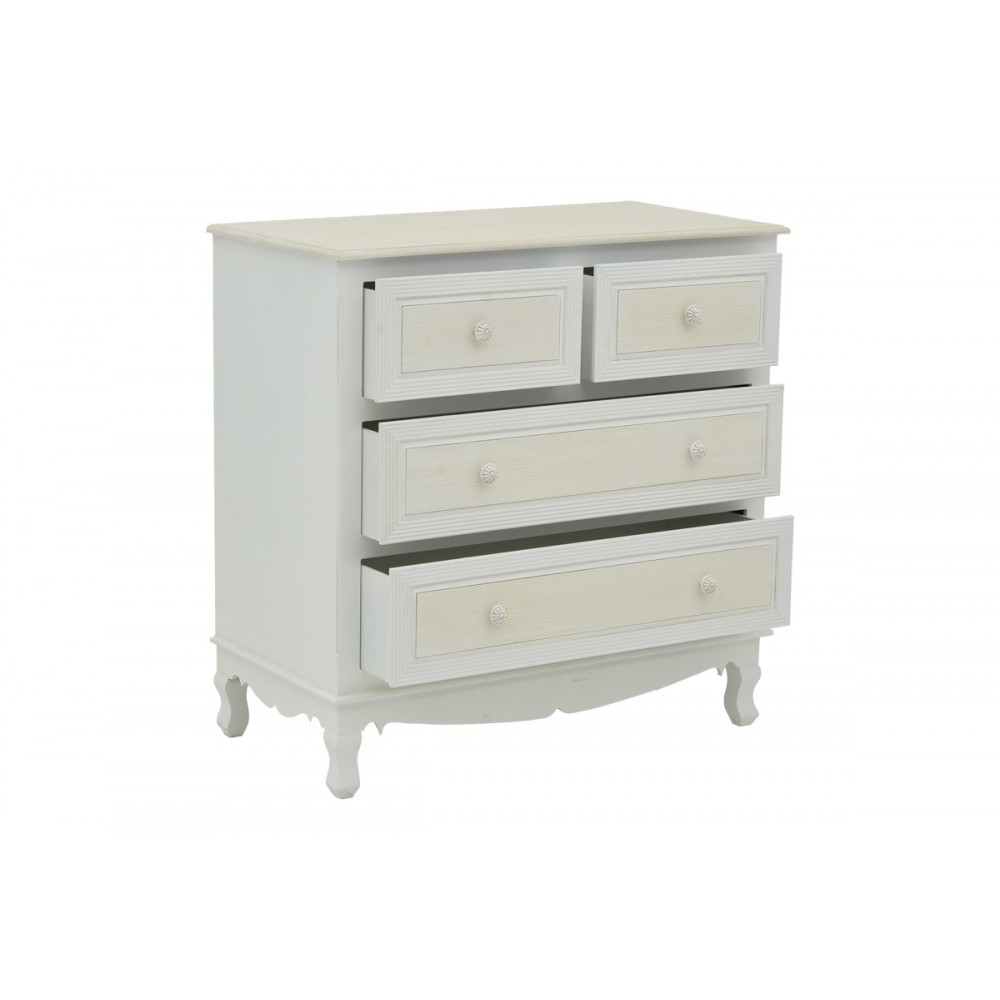 Συρταριέρα "JOLIENE" από mdf σε φυσικό/λευκό χρώμα 80x40x80