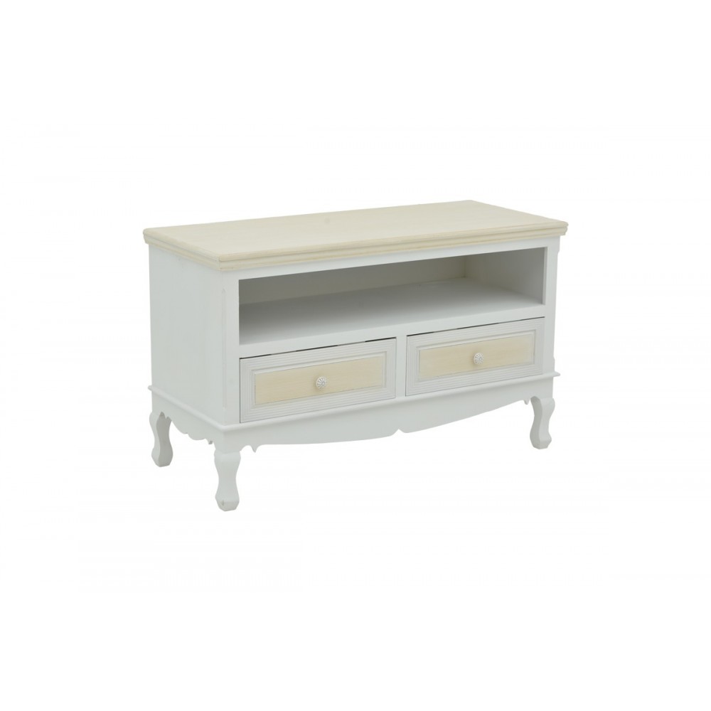 Έπιπλο τηλεόρασης "JOLIENE" από mdf σε φυσικό/λευκό χρώμα 100x42x61