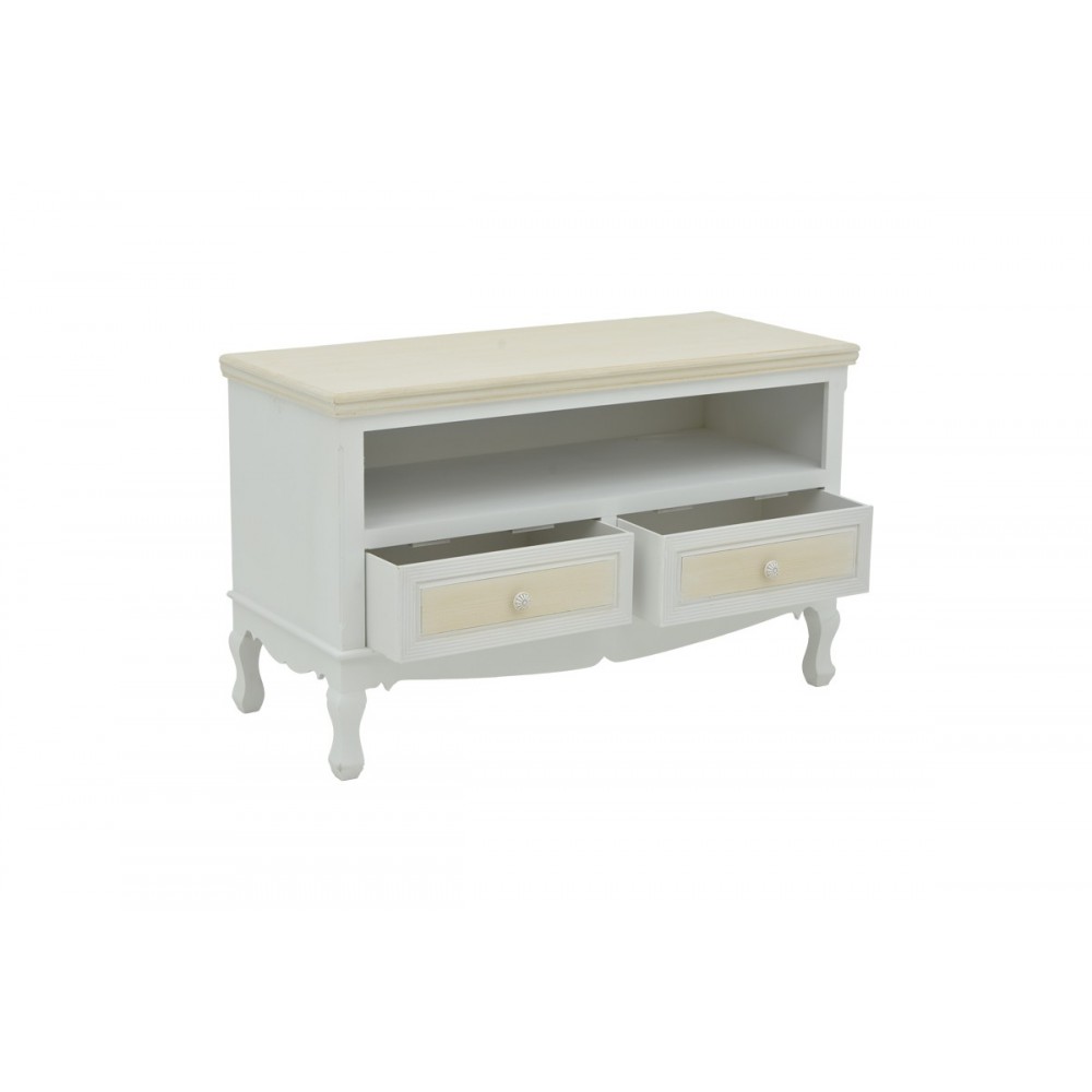 Έπιπλο τηλεόρασης "JOLIENE" από mdf σε φυσικό/λευκό χρώμα 100x42x61