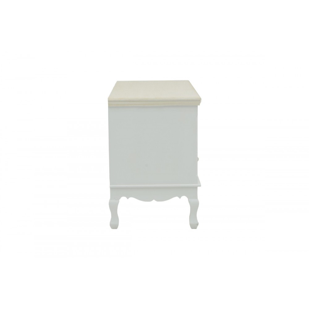 Έπιπλο τηλεόρασης "JOLIENE" από mdf σε φυσικό/λευκό χρώμα 100x42x61