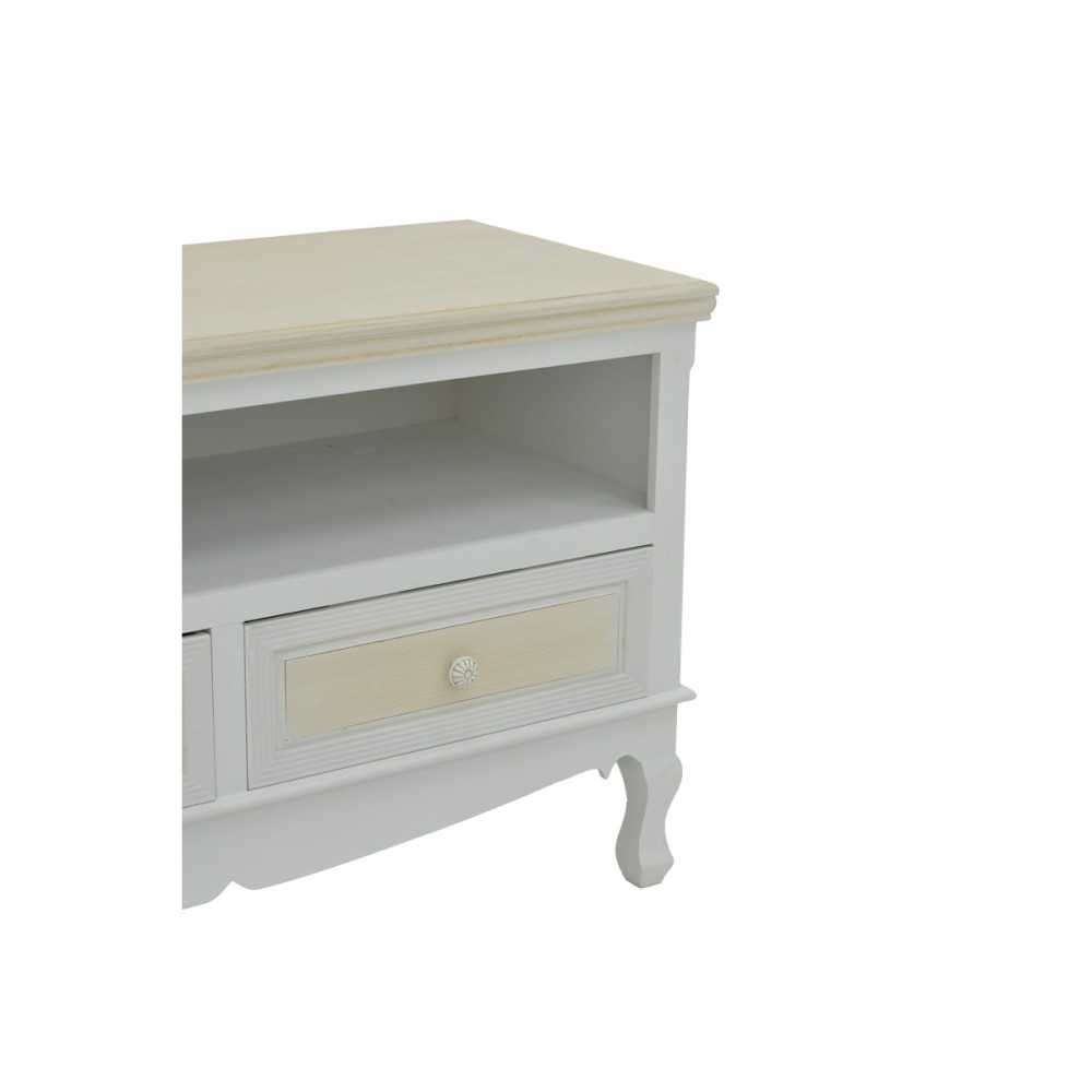 Έπιπλο τηλεόρασης "JOLIENE" από mdf σε φυσικό/λευκό χρώμα 100x42x61