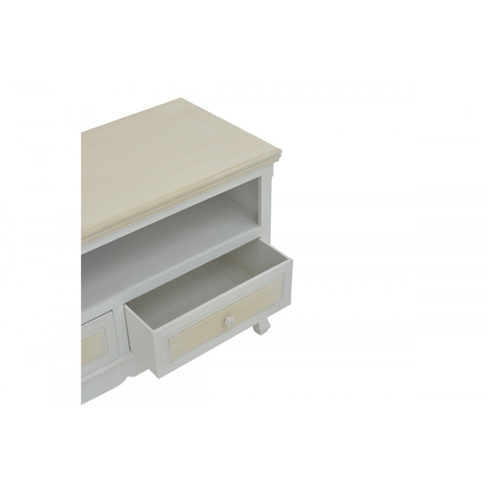 Έπιπλο τηλεόρασης "JOLIENE" από mdf σε φυσικό/λευκό χρώμα 100x42x61