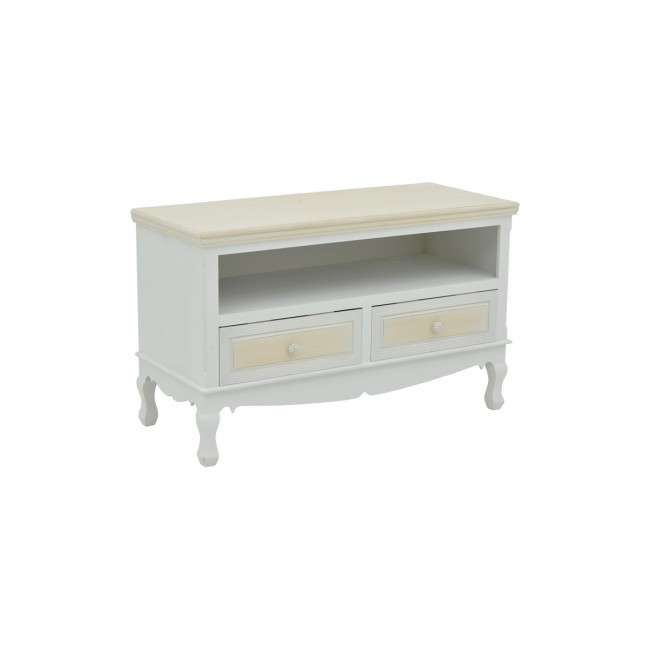 Έπιπλο τηλεόρασης "JOLIENE" από mdf σε φυσικό/λευκό χρώμα 100x42x61