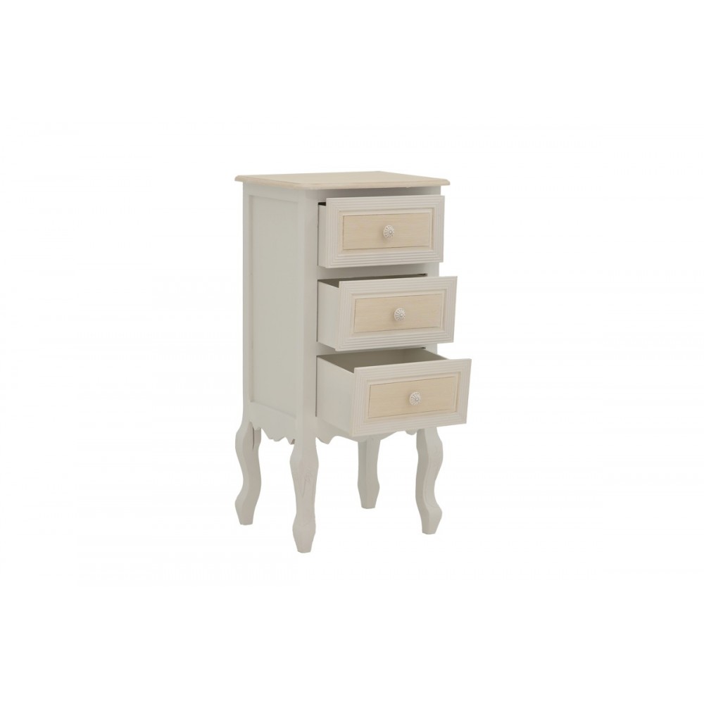 Συρταριέρα "JOLIENE" από mdf σε φυσικό/λευκό χρώμα 40x34.5x82