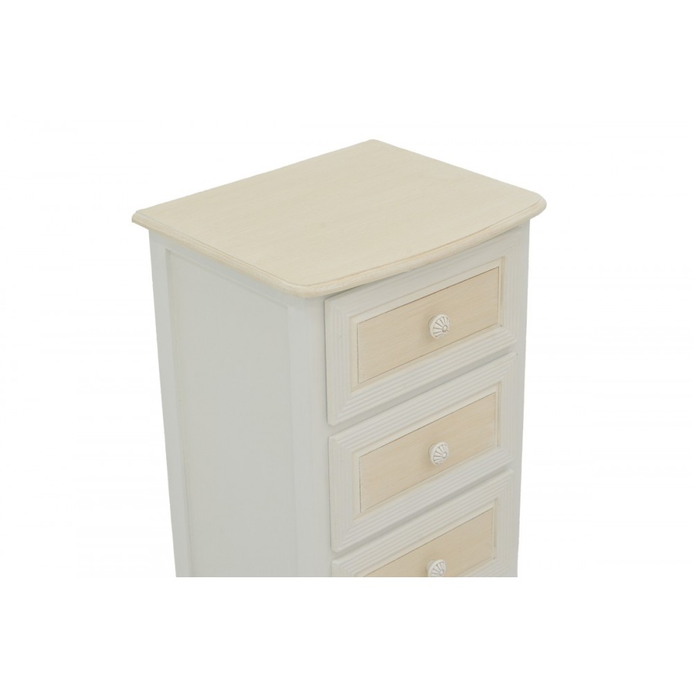 Συρταριέρα "JOLIENE" από mdf σε φυσικό/λευκό χρώμα 40x34.5x82