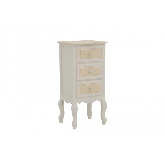 Συρταριέρα "JOLIENE" από mdf σε φυσικό/λευκό χρώμα 40x34.5x82