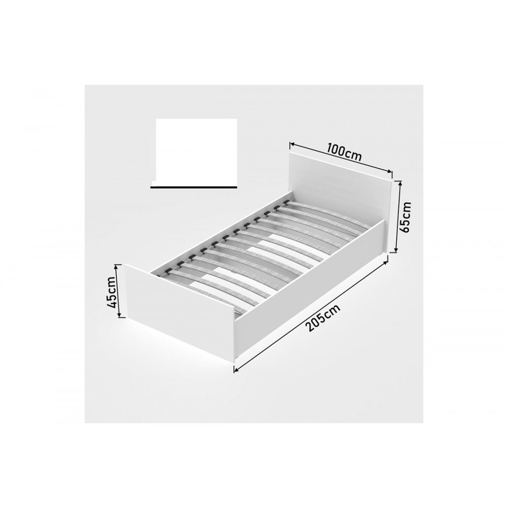 Κρεβάτι μονό "TOSCANA" σε λευκό χρώμα 100x205.2x65
