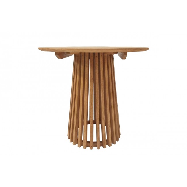 Τραπέζι "KENDA" από ξύλο σε φυσικό χρώμα Φ80x75