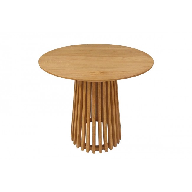 Τραπέζι "KENDA" από ξύλο σε φυσικό χρώμα Φ80x75