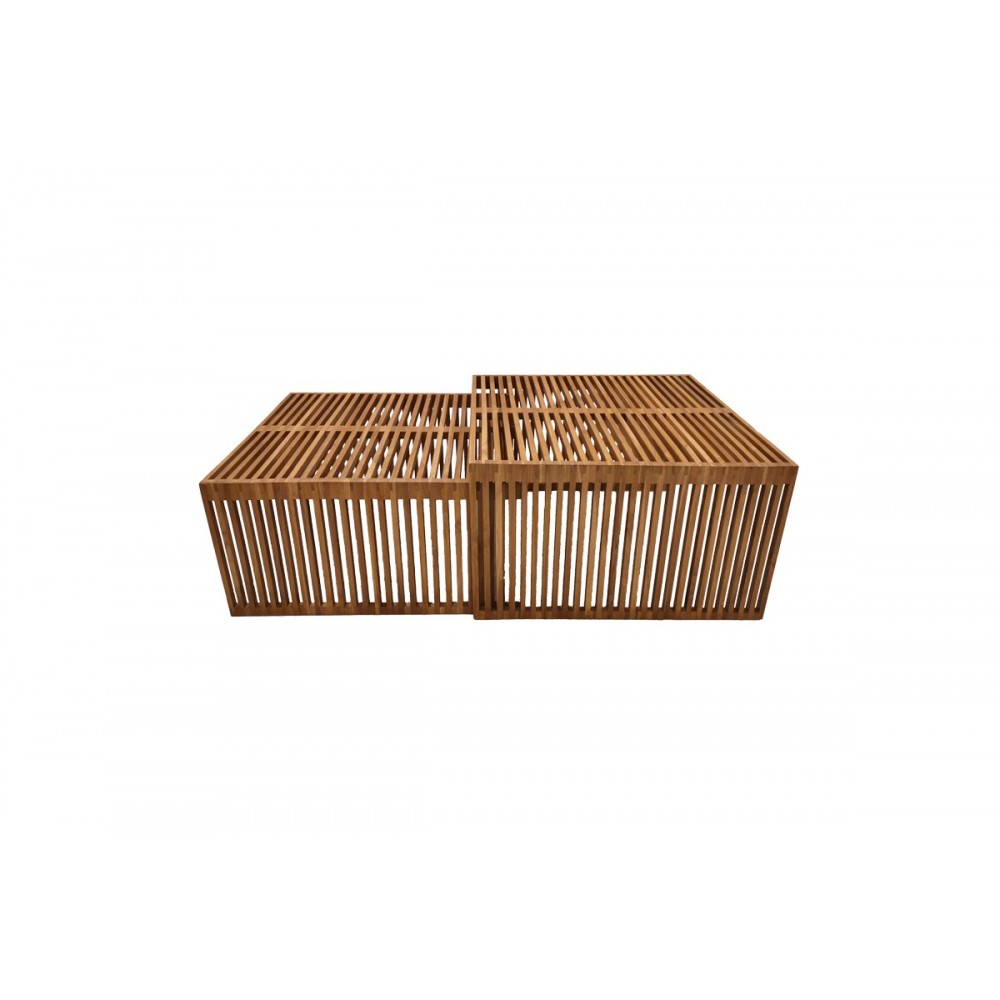 Σετ τραπέζια 2τμχ "TINNIE" από ξύλο σε φυσικό χρώμα 86x80x46