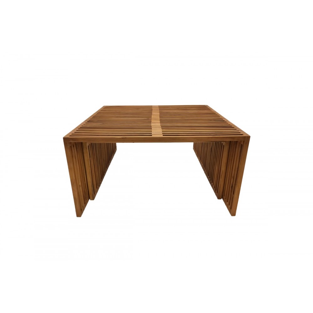 Σετ τραπέζια 2τμχ "TINNIE" από ξύλο σε φυσικό χρώμα 86x80x46