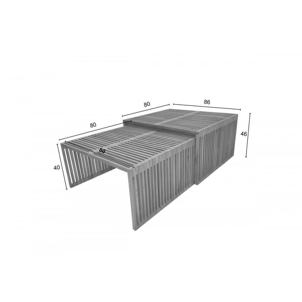 Σετ τραπέζια 2τμχ "TINNIE" από ξύλο σε φυσικό χρώμα 86x80x46