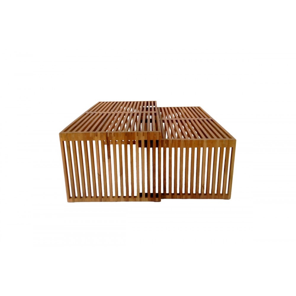 Σετ τραπέζια 2τμχ "TINNIE" από ξύλο σε φυσικό χρώμα 116x60x46