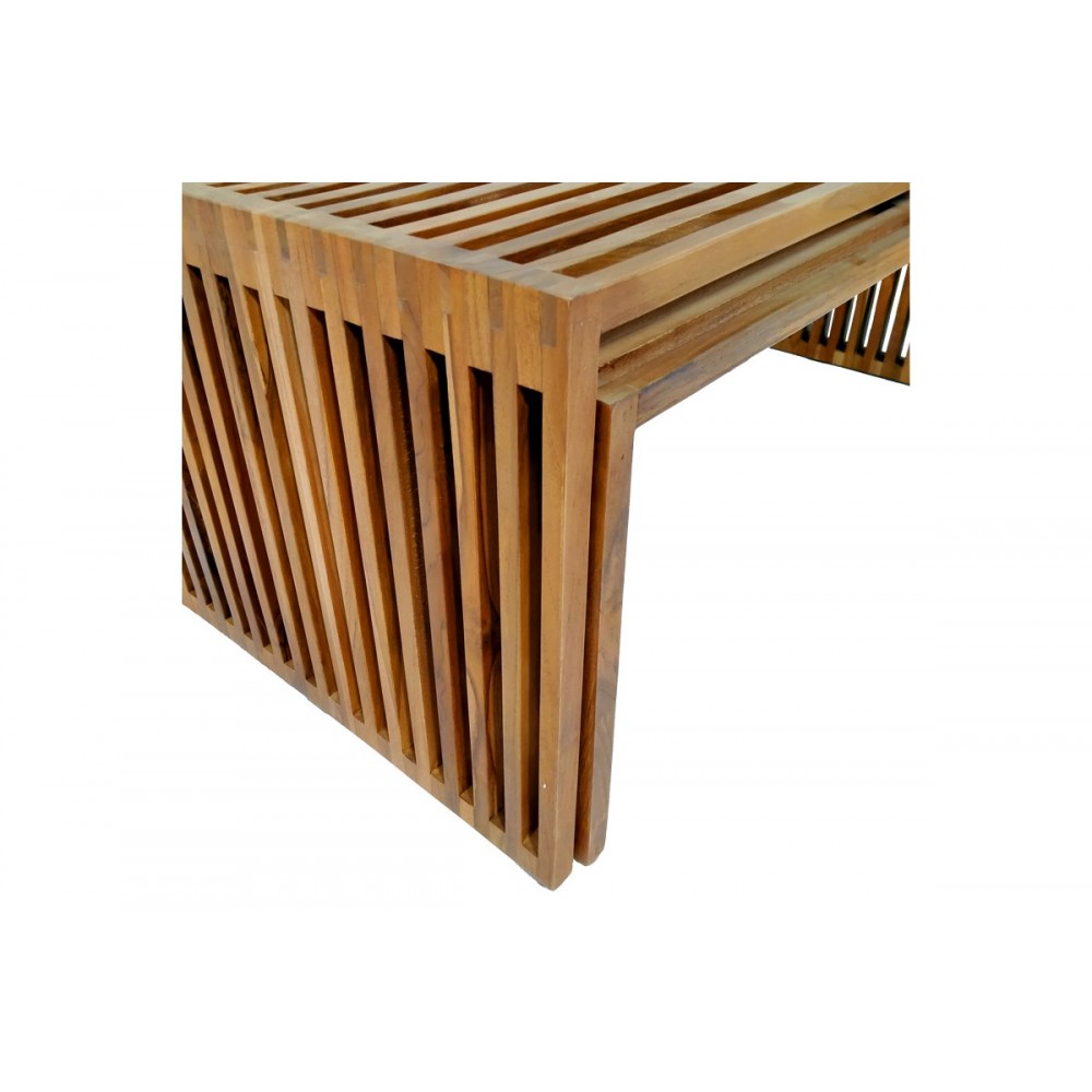 Σετ τραπέζια 2τμχ "TINNIE" από ξύλο σε φυσικό χρώμα 116x60x46