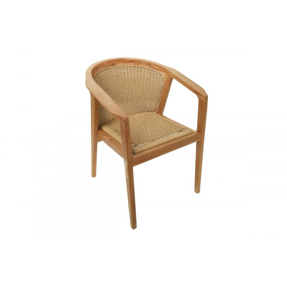 Πολυθρόνα "GRANNY" από ξύλο/σχοινί σε φυσικό χρώμα 60x60x82