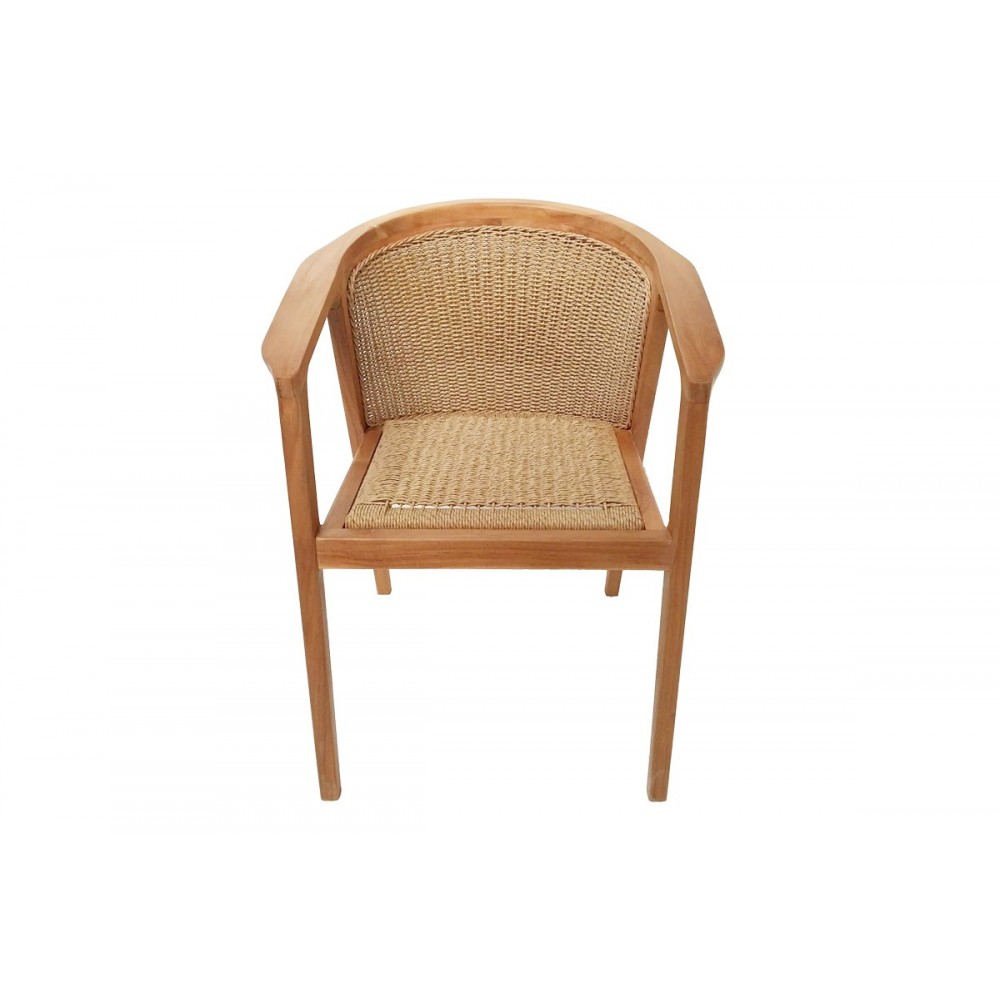 Πολυθρόνα "GRANNY" από ξύλο/σχοινί σε φυσικό χρώμα 60x60x82