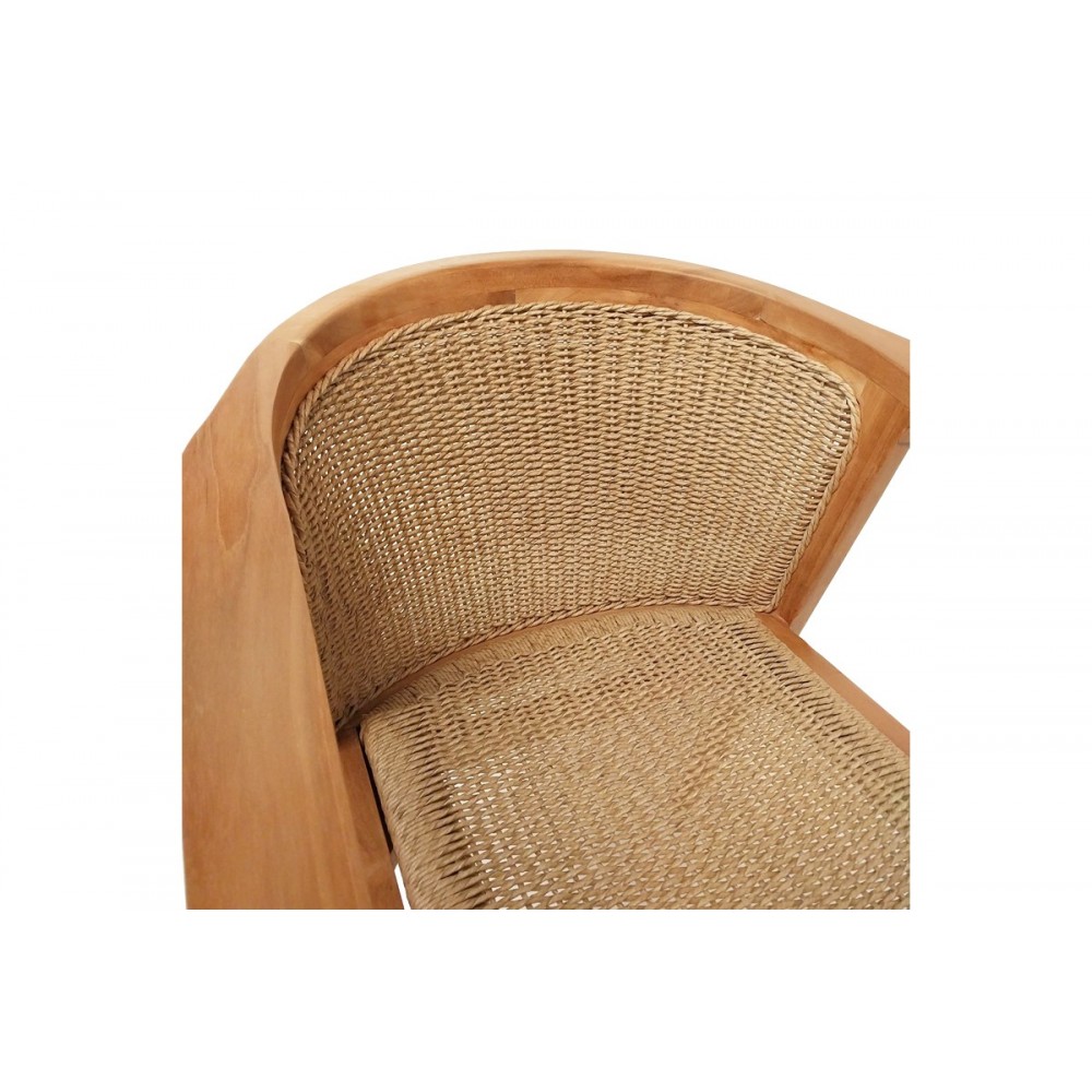 Πολυθρόνα "GRANNY" από ξύλο/σχοινί σε φυσικό χρώμα 60x60x82