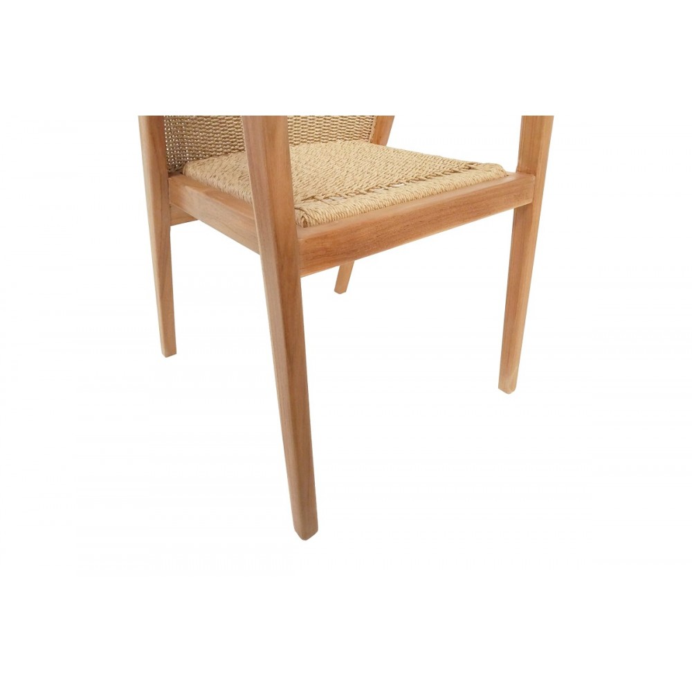 Πολυθρόνα "GRANNY" από ξύλο/σχοινί σε φυσικό χρώμα 60x60x82